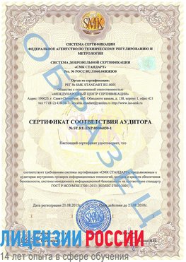Образец сертификата соответствия аудитора №ST.RU.EXP.00006030-1 Нытва Сертификат ISO 27001
